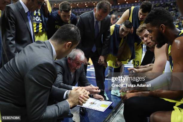 Zeljko Obradovic, Head Coach of Fenerbahce Dogus in action during the 2017/2018 Turkish Airlines EuroLeague Regular Season Round 23 game between...