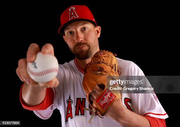 Jim Johnson of the Los Angeles Angels poses during Los Angeles Angels Photo Day at Tempe Diablo Stadium on February 22, 2018 in Tempe, Arizona.