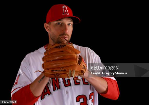 Jim Johnson of the Los Angeles Angels poses during Los Angeles Angels Photo Day at Tempe Diablo Stadium on February 22, 2018 in Tempe, Arizona.