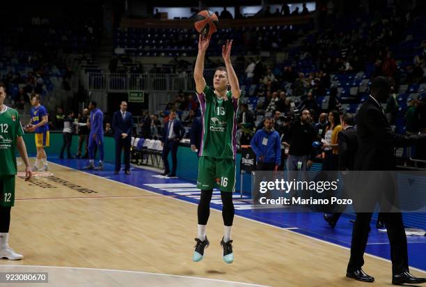 Nemanja Nedovic, #16 of Unicaja Malaga warming up before the 2017/2018 Turkish Airlines EuroLeague Regular Season Round 23 game between Unicaja...