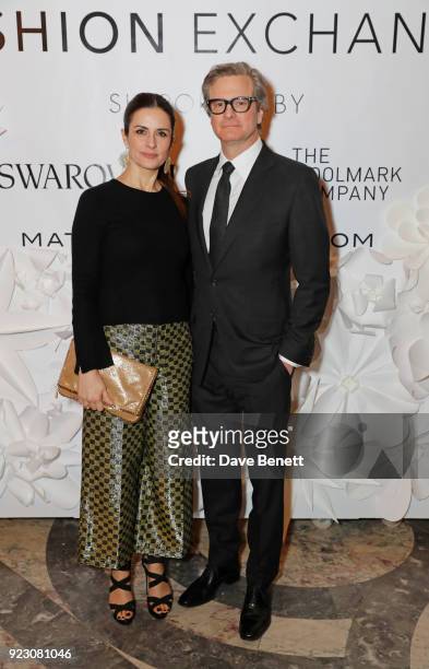 Livia Firth, Founder and Creative Director of Eco-Age, and Colin Firth attend the VIP preview of the Commonwealth Fashion Exchange exhibition at the...