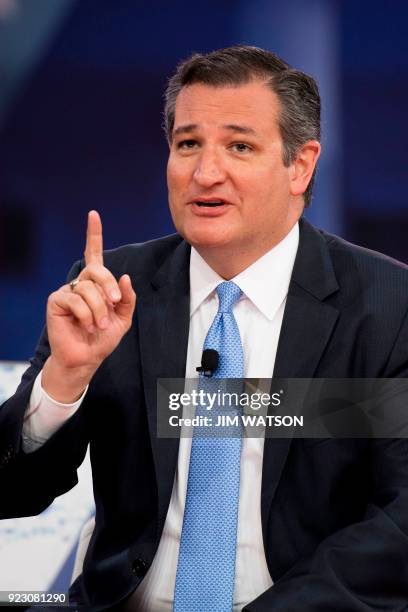 Senator Ted Cruz, R-Texas speaks during the 2018 Conservative Political Action Conference at National Harbor in Oxon Hill, Maryland, on February 22,...