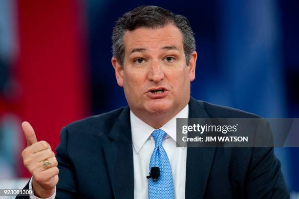 Senator Ted Cruz, R-Texas speaks during the 2018 Conservative Political Action Conference at National Harbor in Oxon Hill, Maryland, on February 22,...