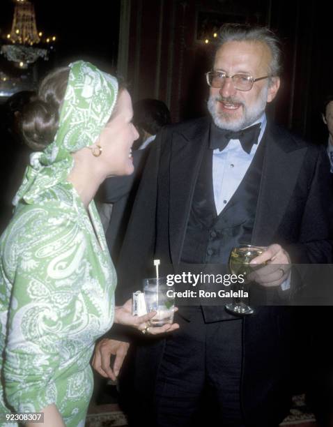 Actor George C. Scott and wife actress Trish Van Devere attend the 1979 All-American Golf Collegiate Awards Dinner on August 14, 1979 at The...