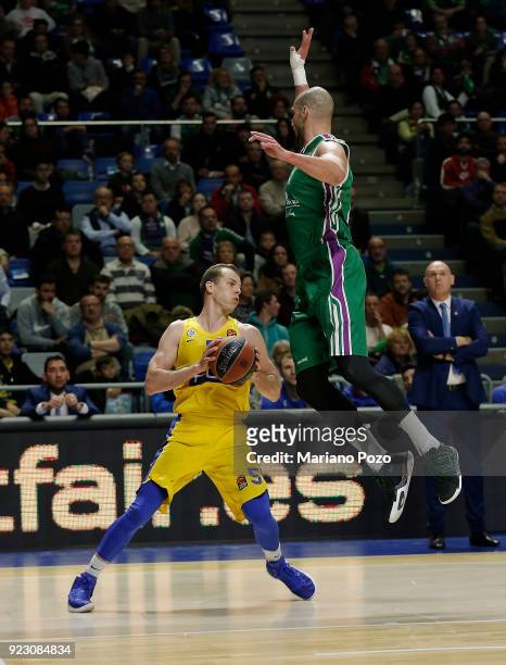 Michael Roll, #5 of Maccabi Fox Tel Aviv in action during the 2017/2018 Turkish Airlines EuroLeague Regular Season Round 23 game between Unicaja...