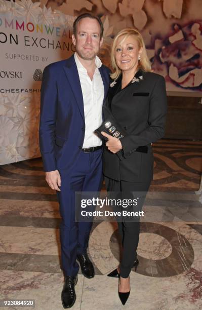 Rupert Adams and Nadja Swarovski, Swarovski Executive Board Member, attend the VIP preview of the Commonwealth Fashion Exchange exhibition at the...