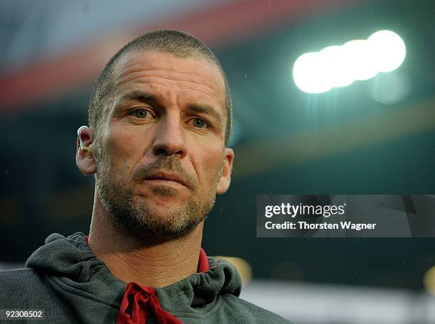 Head coach Marco Kurz of Kaiserslautern looks on in prior to the Second Bundesliga match between 1. FC Kaiserslautern and Fortuna Duesseldorf at the...