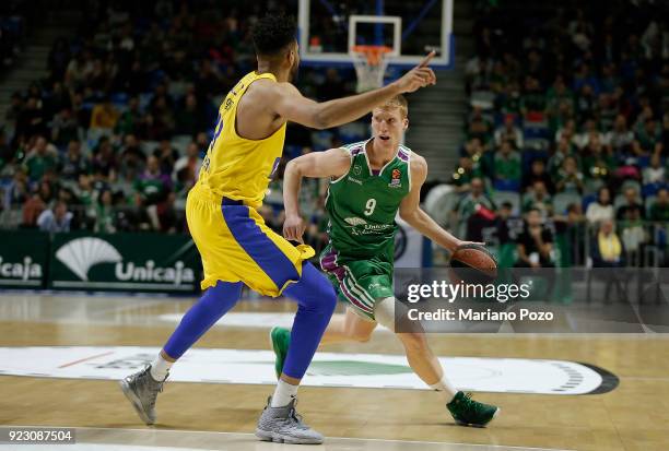 Alberto Diaz, #9 of Unicaja Malaga in action during the 2017/2018 Turkish Airlines EuroLeague Regular Season Round 23 game between Unicaja Malaga and...