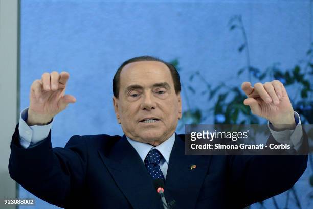 Silvio Berlusconi, leader of Forza Italia party, participates in a meeting with the National Construction Contractors Association , on February 22,...