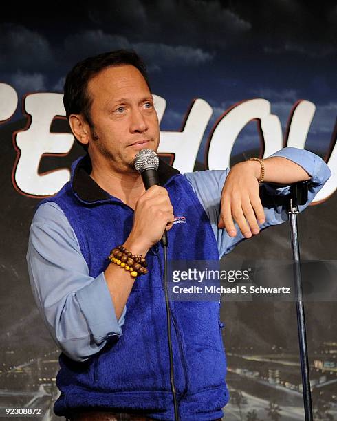 Comedian Rob Schneider performs at The Ice House Comedy Club on October 22, 2009 in Pasadena, California.