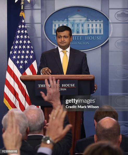 Prince Raj Sah Principal Deputy Press Secretary Raj Shah speaks to the media during ...