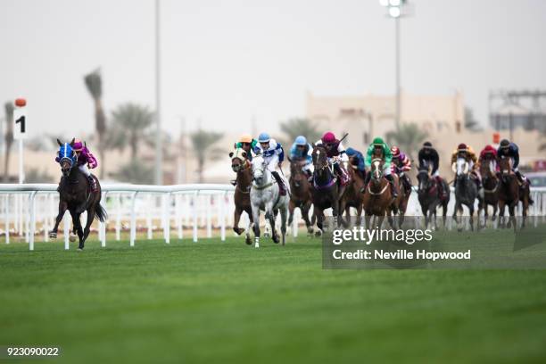 Sarmad Bu Thaila under Olivier Peslier wins the 2000m Local Thoroughbred Handicap race at Al Rayyan Racecourse on February 22, 2018 in Doha, Qatar.