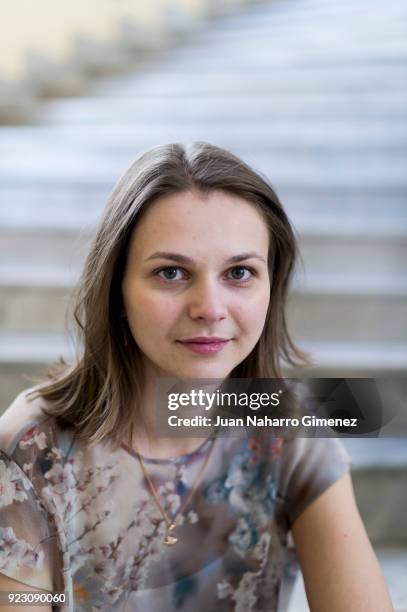 Chess player Anna Muzychuk poses during a portrait session at Circulo de Bellas Artes on February 22, 2018 in Madrid, Spain.