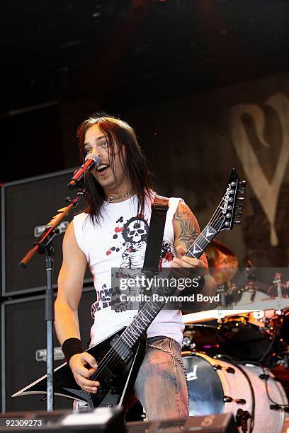 Matthew Tuck of Bullet For My Valentine performs at the First Midwest Bank Amphitheatre in Tinley Park, Illinois on JULY 26, 2009.