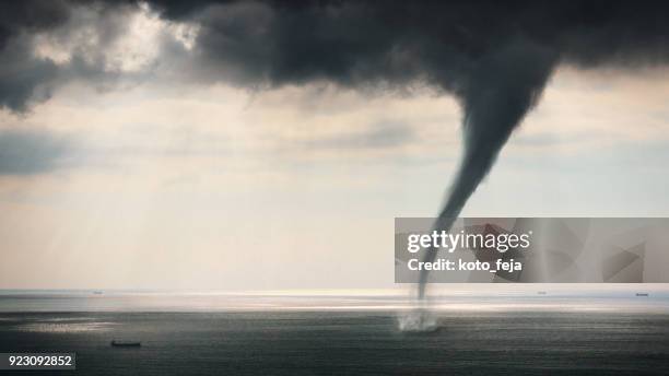 tornado sea view - hurricaine stock pictures, royalty-free photos & images