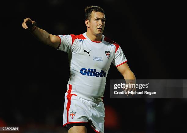 Danny McGuire of England in action during the Gillette Four Nations match between England and France at the Keepmoat Stadium on October 23, 2009 in...