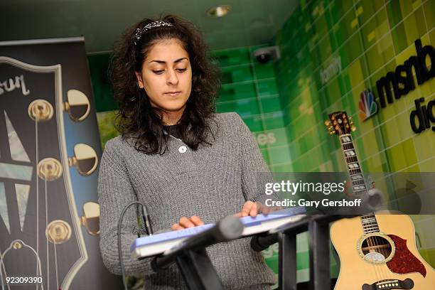 Musician Baria Qureshi of the band The XX performs at the NBC Experience Store on October 23, 2009 in New York City.