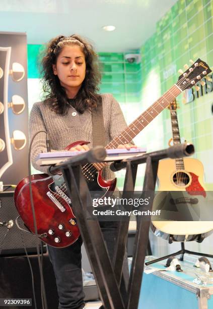 Musician Baria Qureshi of the band The XX performs at the NBC Experience Store on October 23, 2009 in New York City.