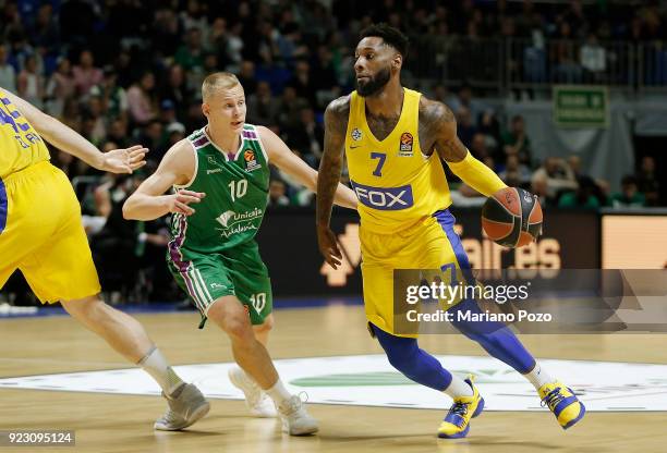 Deandre Kane, #7 of Maccabi Fox Tel Aviv in action during the 2017/2018 Turkish Airlines EuroLeague Regular Season Round 23 game between Unicaja...