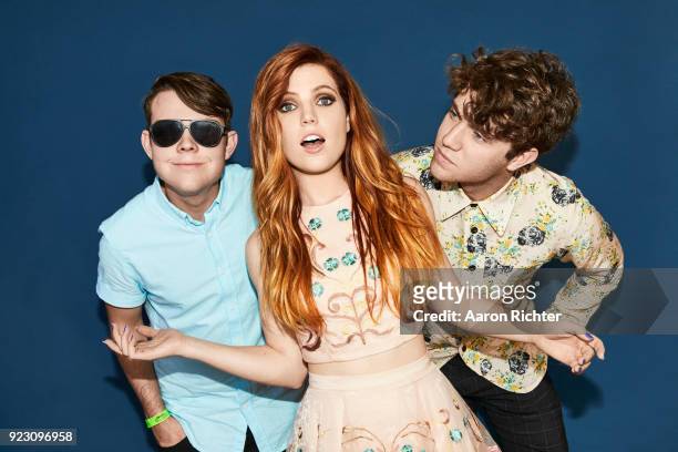 Noah, Sydney and Graham Sierota of Echosmith are photographed for Billboard Magazine on August 20, 2017 at the Billboard Hot 100 Music Festival at...