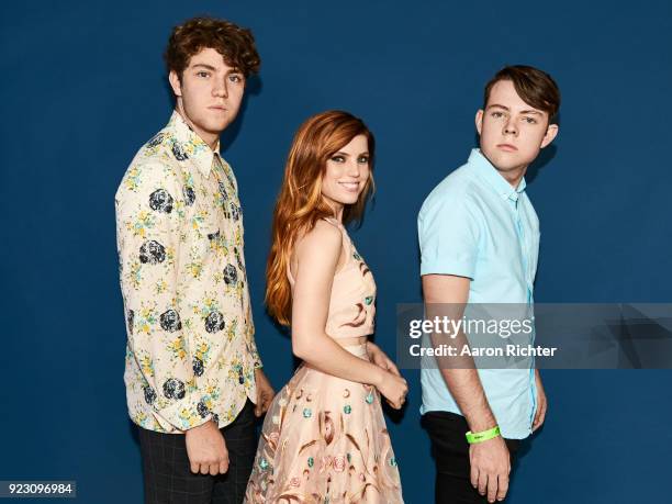 Noah, Sydney and Graham Sierota of Echosmith are photographed for Billboard Magazine on August 20, 2017 at the Billboard Hot 100 Music Festival at...