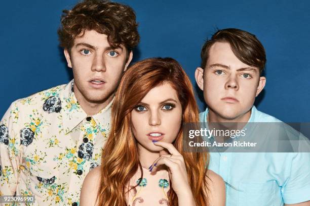 Noah, Sydney and Graham Sierota of Echosmith are photographed for Billboard Magazine on August 20, 2017 at the Billboard Hot 100 Music Festival at...