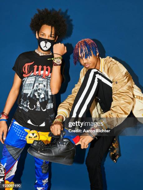 Ayo and Teo are photographed for Billboard Magazine on August 20, 2017 at the Billboard Hot 100 Music Festival at Northwell Heath at Jones Beach...