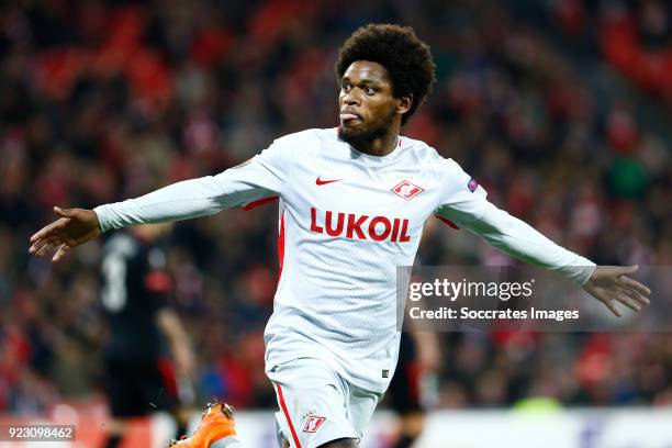 Luiz Adriano of Spartak Moscow celebrates 0-1 during the UEFA Europa League match between Athletic de Bilbao v Spartak Moscow at the Estadio San...