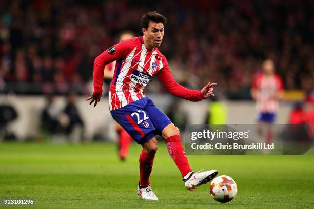 Nicolas Gaitan of Atletico Madrid in action during the UEFA Europa League Round of 32 match between Atletico Madrid and FC Copenhagen at the Wanda...