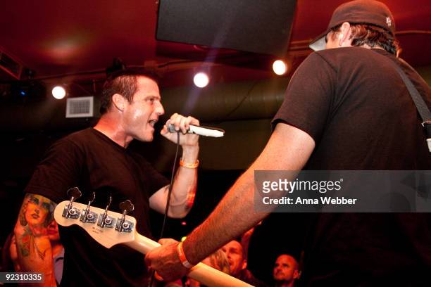 Temporary singer Zolie Teglas of the band IGNITE performs with Pennywise for the first time during the Pennywise Secret Show on October 22, 2009 at...