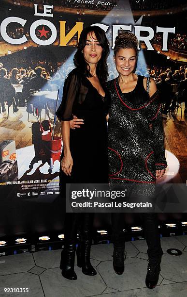 Actresses Dolores Chaplin and Elli Medeiros attends the Premiere of the Radu Mihaileanu's film "Le Concert" at Theatre du Chatelet on October 23,...