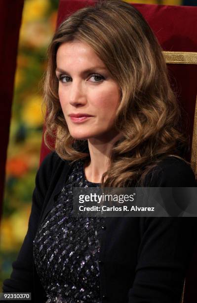 Princess Letizia of Spain attends the Prince of Asturias Awards 2009 ceremony at 'Campoamor' Theater on October 23, 2009 in Oviedo, Spain.