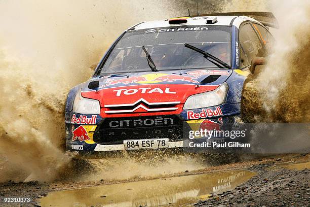 Dani Sordo of Spain and Citroen Total WRT drives the Citroen C4 WRC during stage two of the Wales Rally GB at Sweet Lamb on October 23, 2009 in...