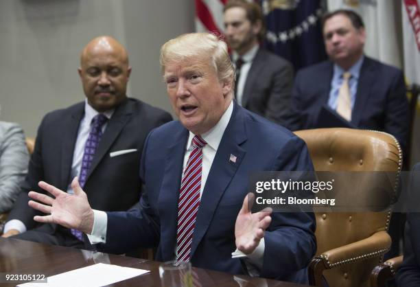 President Donald Trump, speaks during a meeting with local and state officials on school safety at the White House in Washington, D.C., U.S., on...