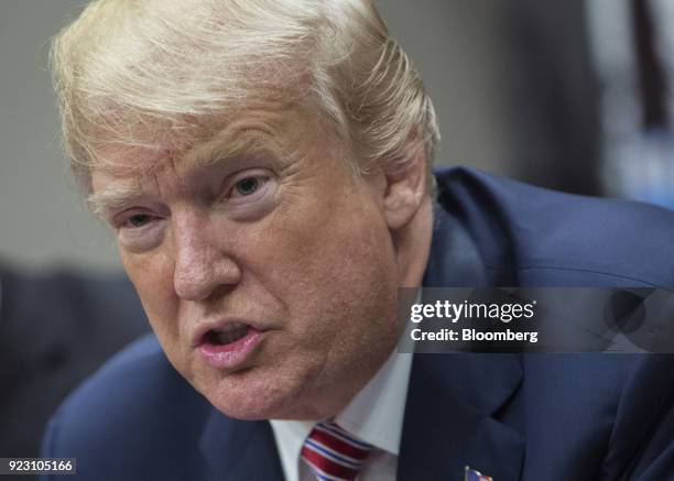 President Donald Trump speaks during a meeting with local and state officials on school safety at the White House in Washington, D.C., U.S., on...