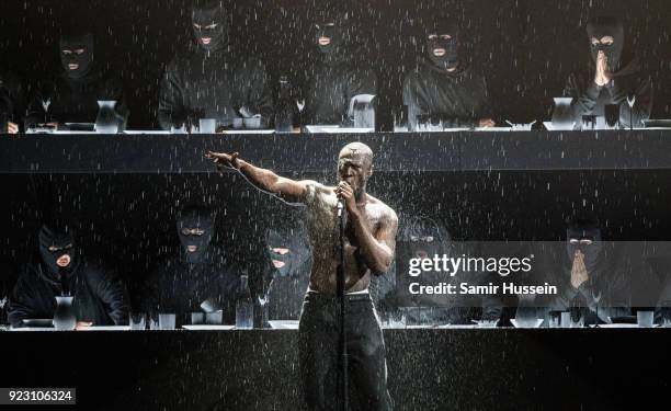 Stormzy performs at The BRIT Awards 2018 held at The O2 Arena on February 21, 2018 in London, England.