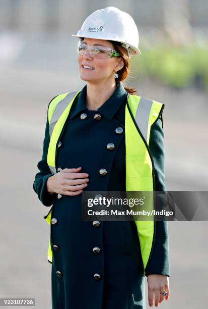 Catherine, Duchess of Cambridge visits the Northern Spire, a new bridge over the River Wear, on February 21, 2018 in Sunderland, England. The...