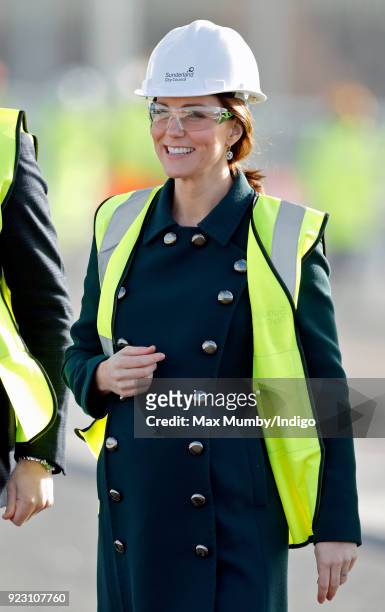 Catherine, Duchess of Cambridge visits the Northern Spire, a new bridge over the River Wear, on February 21, 2018 in Sunderland, England. The...