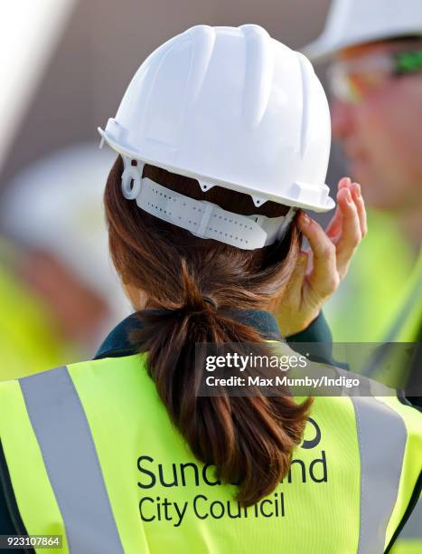 Catherine, Duchess of Cambridge visits the Northern Spire, a new bridge over the River Wear, on February 21, 2018 in Sunderland, England. The...