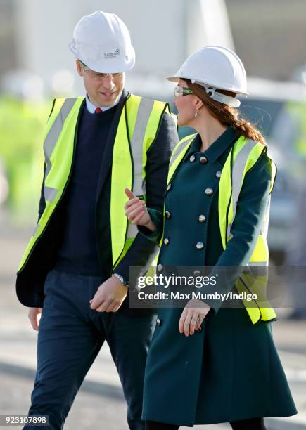 Prince William, Duke of Cambridge and Catherine, Duchess of Cambridge visit the Northern Spire, a new bridge over the River Wear, on February 21,...