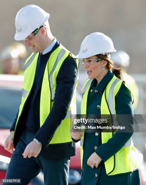 Prince William, Duke of Cambridge and Catherine, Duchess of Cambridge visit the Northern Spire, a new bridge over the River Wear, on February 21,...