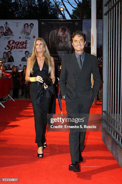 Tiziana Rocca and her husband Giulio Base attend the Official Awards Ceremony during Day 9 of the 4th International Rome Film Festival held at the...