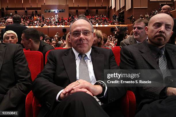 Director Carlo Verdone attends the Official Awards Ceremony on Day 9 of the 4th International Rome Film Festival held at the Auditorium Parco della...