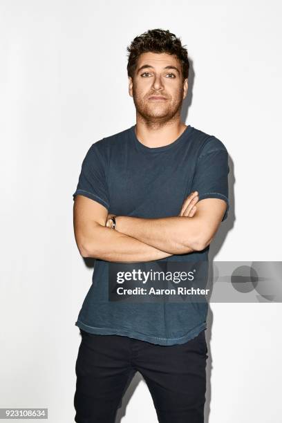 Actor Adam Pally is photographed for New York Times on January 12, 2018 at Tony Kiser Theater in New York City.