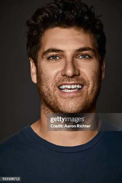 Actor Adam Pally is photographed for New York Times on January 12, 2018 at Tony Kiser Theater in New York City.