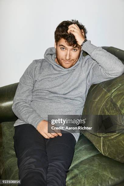 Actor Adam Pally is photographed for New York Times on January 12, 2018 at Tony Kiser Theater in New York City.