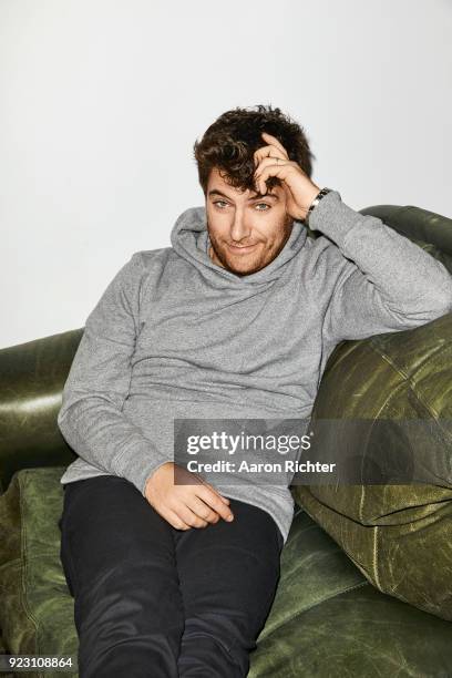 Actor Adam Pally is photographed for New York Times on January 12, 2018 at Tony Kiser Theater in New York City.