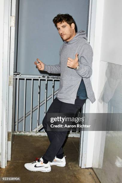 Actor Adam Pally is photographed for New York Times on January 12, 2018 at Tony Kiser Theater in New York City.