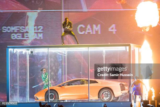 Kendrick Lamar performs at The BRIT Awards 2018 held at The O2 Arena on February 21, 2018 in London, England.