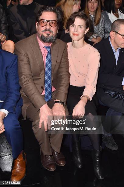 Roman Coppola and Jeniffer Coppola attend Prada Fall/Winter 2018 Womenswear Fashion Show on February 22, 2018 in Milan, Italy.